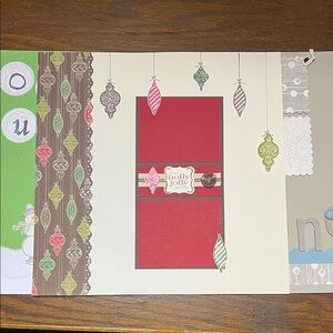 Lot of Three Festive Holiday 12x12 Scrapbook Pages - Handmade.